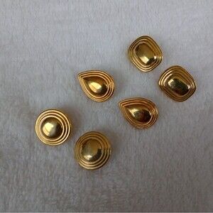 3 Pair Gold Tone Clip On Earrings